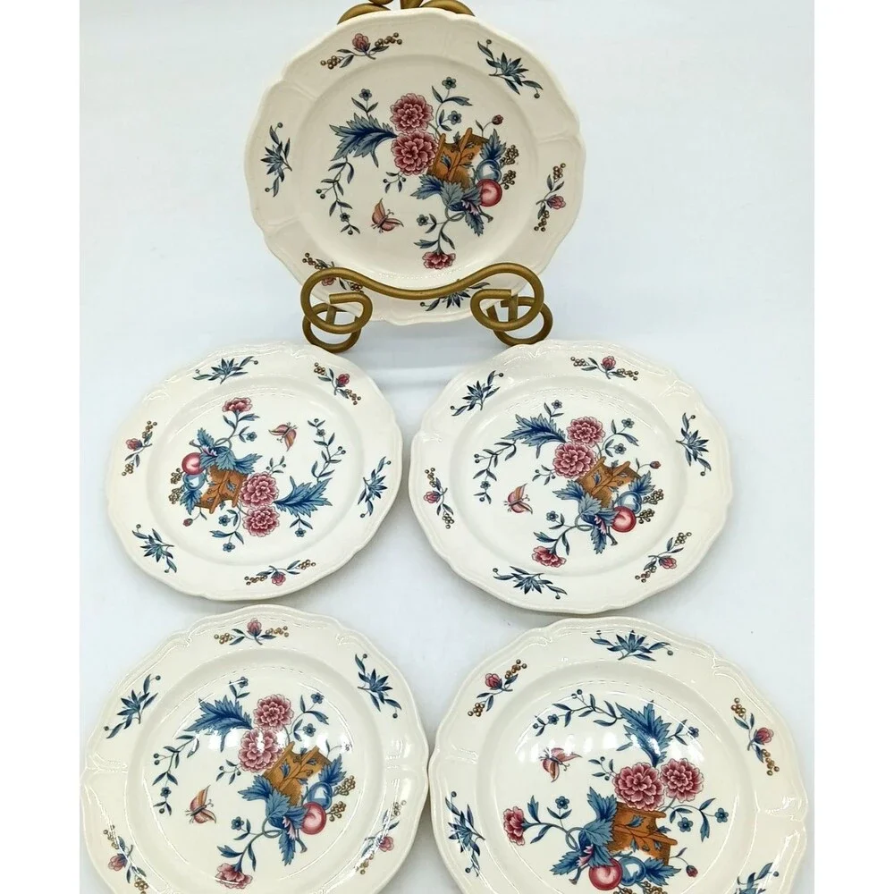 Set of 5 Wedgwood Williamsburg Potpourri Bread & Butter Plates TKD 510 6.5